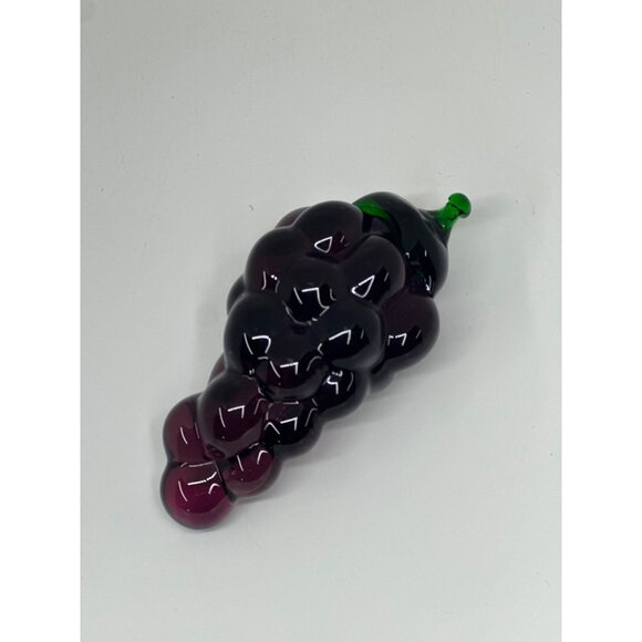VTG Hand Blown Art Glass Grape Cluster Figurine Purple/Amethyst Glass Fruit 4.5" - Picture 3 of 5